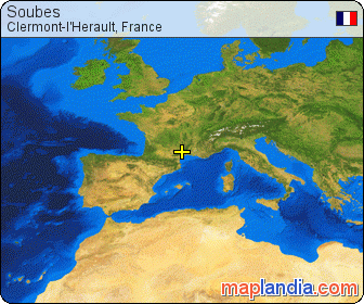 Soubes satellite map