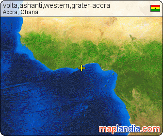 volta,ashanti,western,grater-accra satellite map