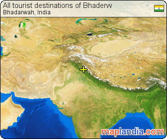 All tourist destinations of Bhaderw satellite map