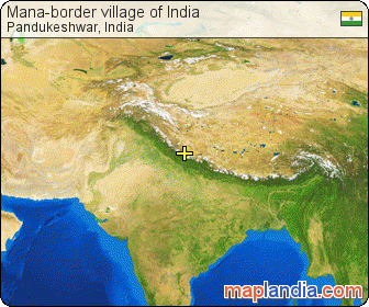 Mana-border village of India satellite map