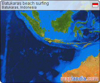 Batukaras beach surfing satellite map