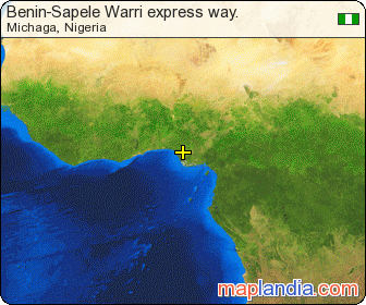 Benin-Sapele Warri express way. satellite map