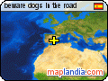 beware dogs in the road satellite map