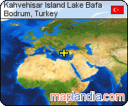 Kahvehisar Island Lake Bafa satellite map