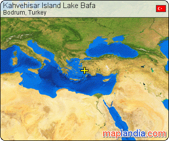 Kahvehisar Island Lake Bafa satellite map